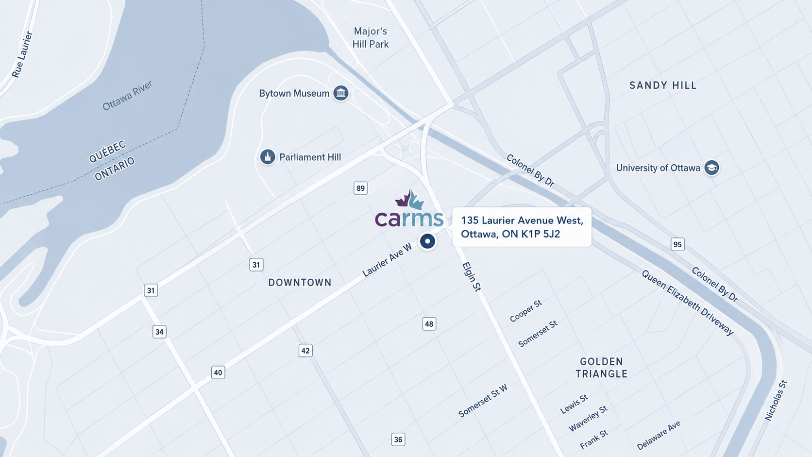 A map of the carms location.